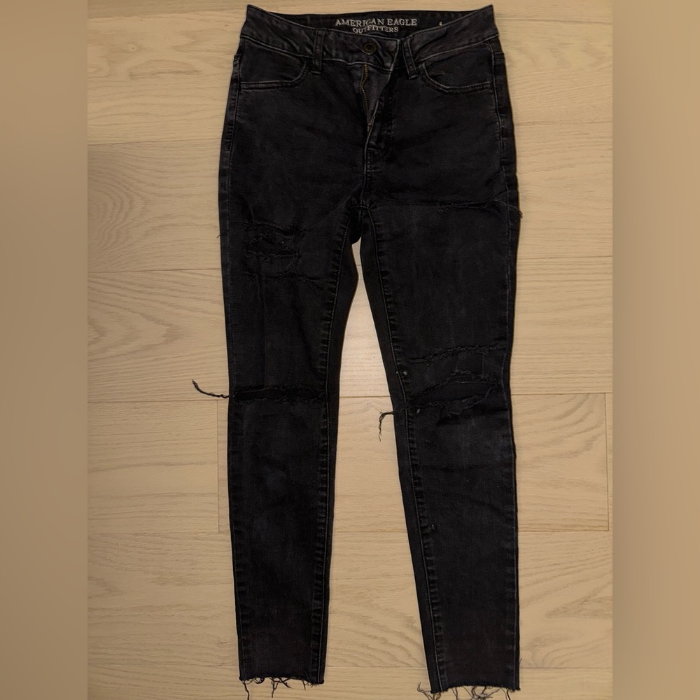 American Eagle Distressed Black Denim